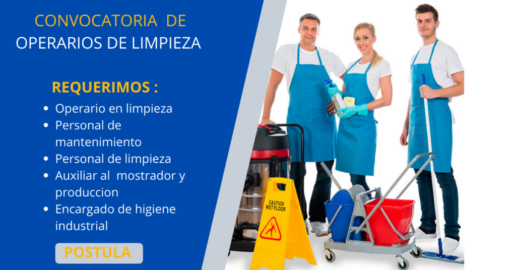 Se requiere Personal de Limpieza para Varios Centros Laborales | Postula